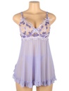 Sexy Purple Back Slit Embroidery Transparent Mesh