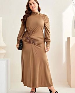 Plus size brown dress