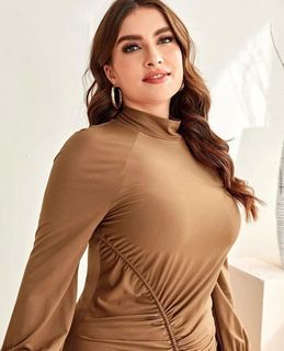 Plus size brown dress