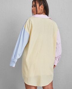 Large size solid color striped shirt