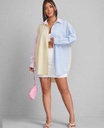 Large size solid color striped shirt