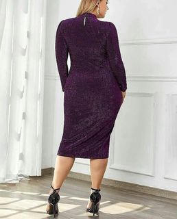 Plus size solid color sequin dress