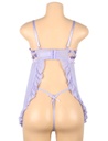 Sexy Purple Back Slit Embroidery Transparent Mesh