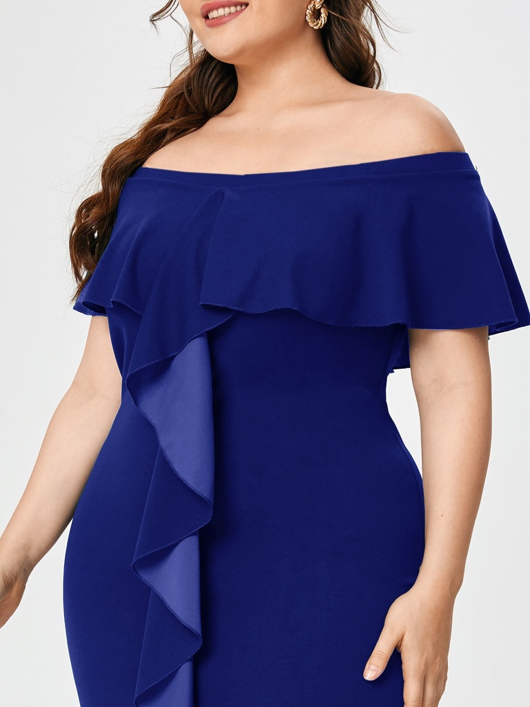 Plus Solid Off Shoulder Dress