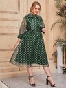 Green oversized dress with transparent sleeves