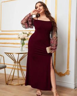 Plus size slit thigh dress