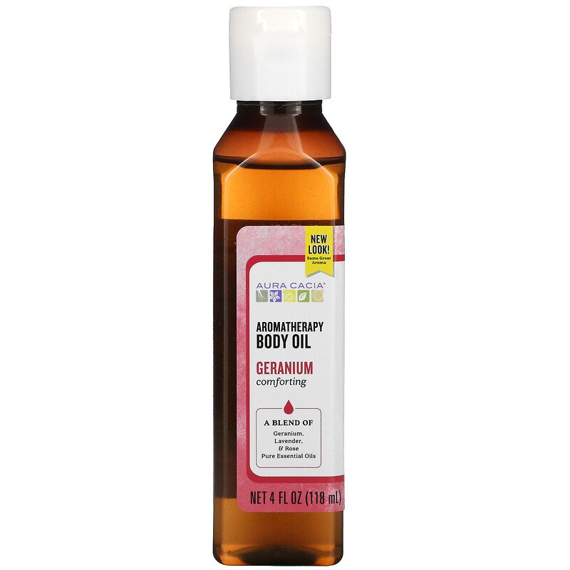 Aura Cacia, Aromatherapy Body Oil, Comforting Geranium, (118 ml)