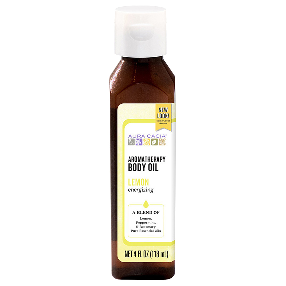 Aura Cacia, Aromatherapy Body Oil, Energizing Lemon (118 ml)