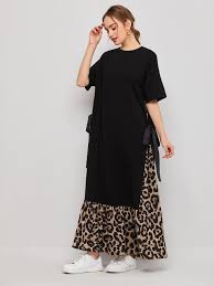 Leopard Detail Bowknot Hem Dress