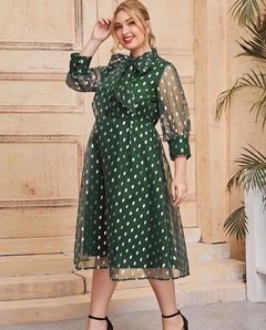 Green oversized dress with transparent sleeves