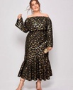 Large size feather print dress