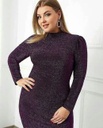 Plus size solid color sequin dress